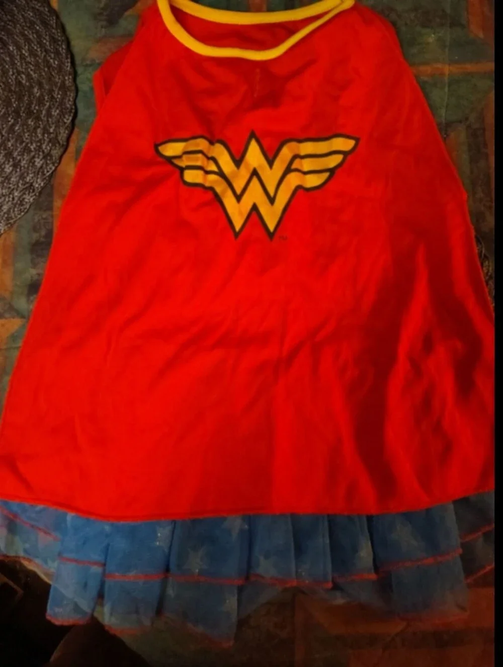 DC Wonder Woman Red Dress with Yellow Emblem and Blue Tulle for your K9
